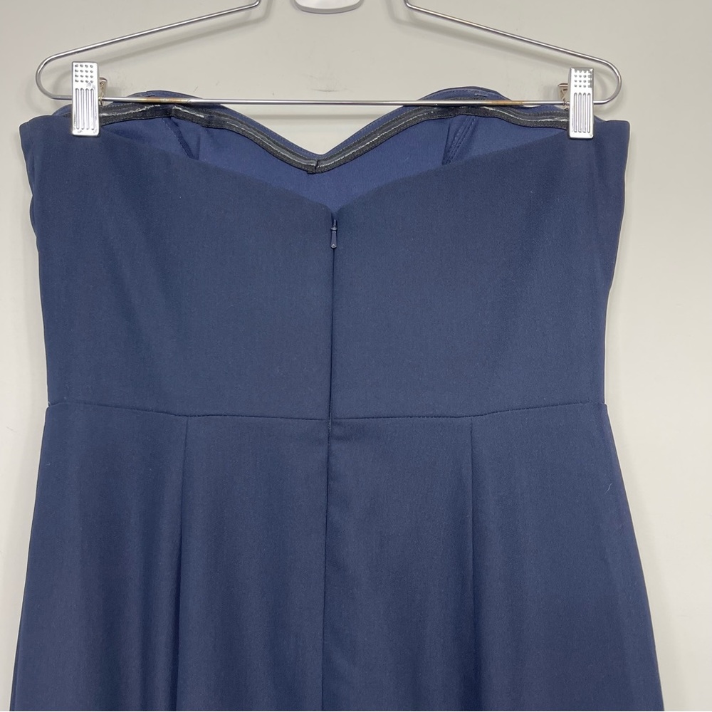 AFTER SIX STRAPLESS CREPE TRUMPET GOWN WITH FRONT SLIT IN MIDNIGHT NAVY 6775 10 - Picture 10 of 16